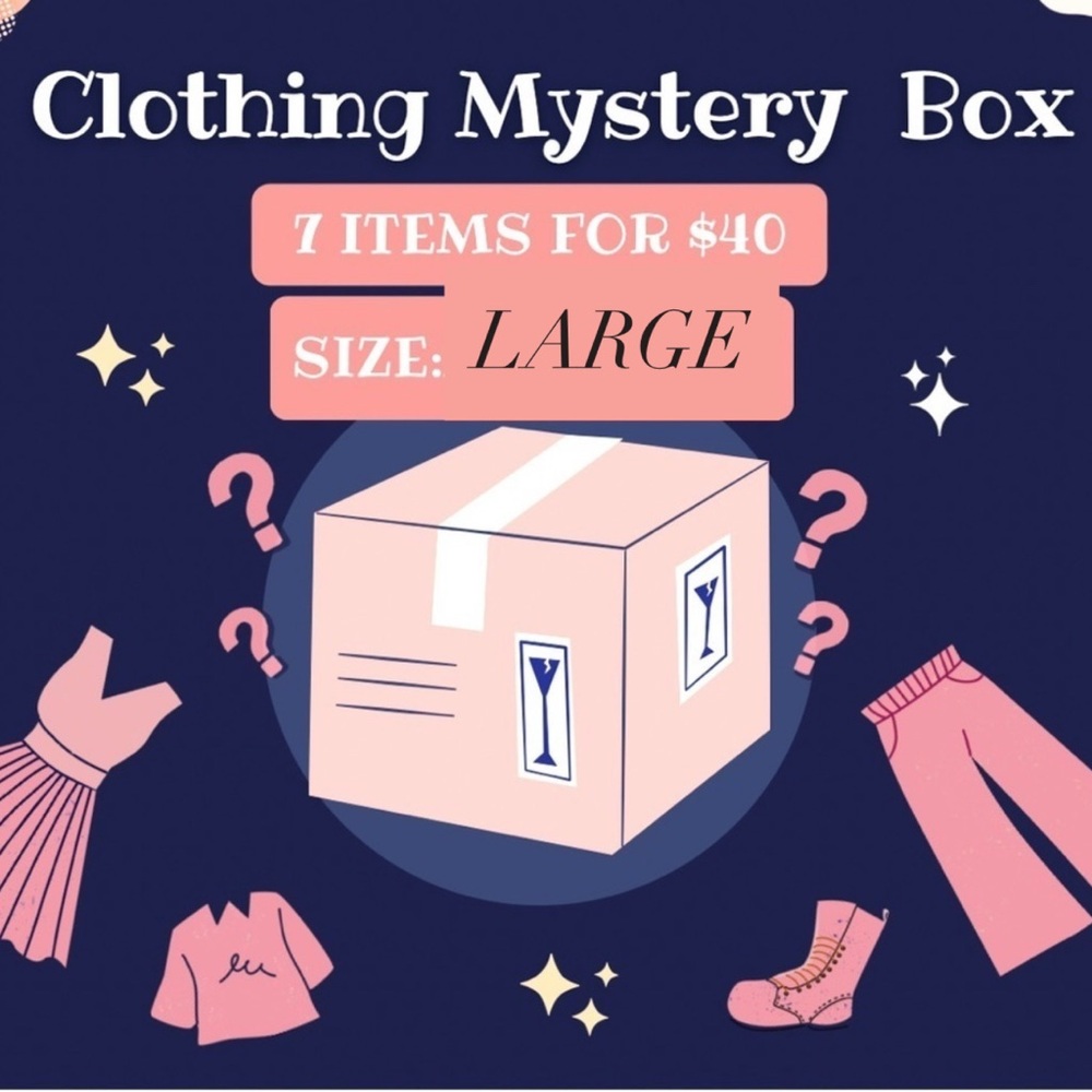CLOTHING MYSTERY BOX OF SEVEN ITEMS (SIZE LARGE)